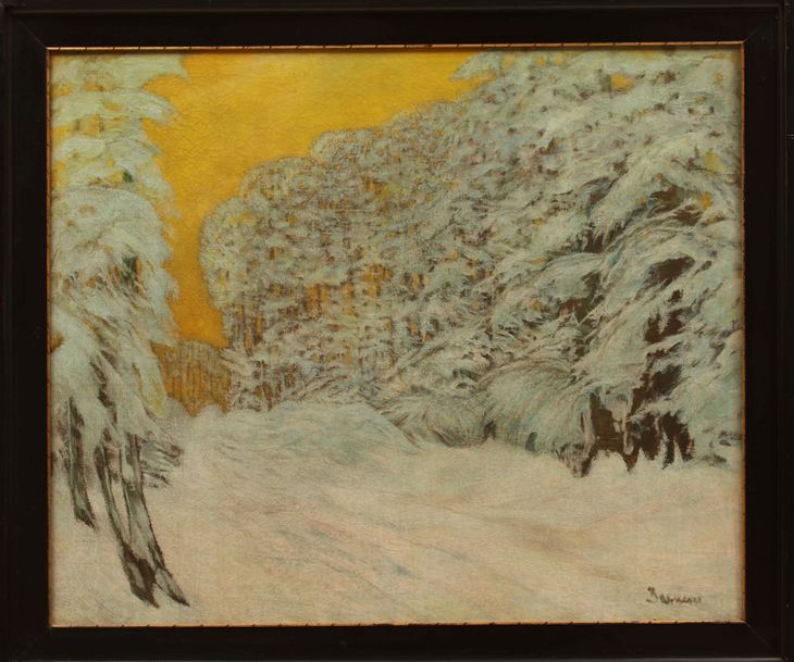 Anton Jasusch: Zasnežená lesná cesta - 1